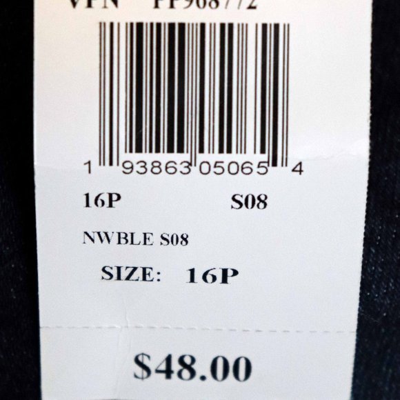 Royalty Dark Blue Distressed Denim Petite High Rise Straight Jeans Size 16P NWT - Picture 13 of 16